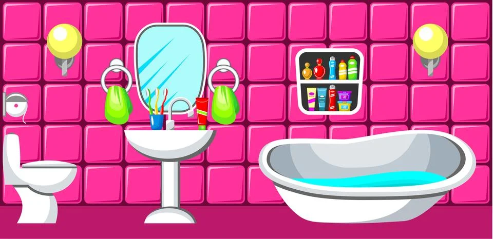 Preview bathroom with design elements Stock Illustration