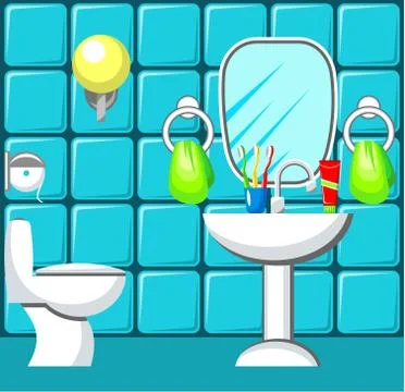 Preview bathroom with design elements Stock Illustration
