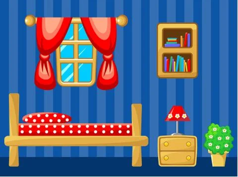 Preview bedroom with design elements. Stock Illustration