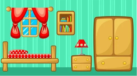 Preview bedroom with design elements. Stock Illustration