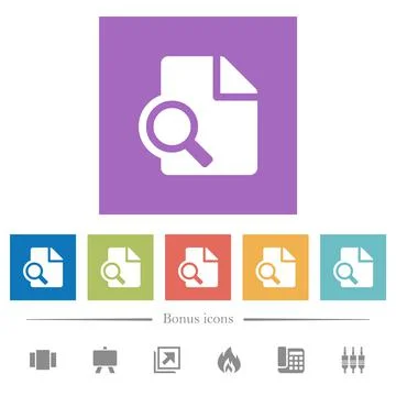 Preview flat white icons in square backgrounds Stock Illustration