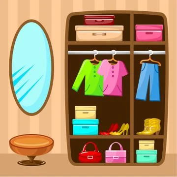 Preview the hall closet with design elements. Stock Illustration