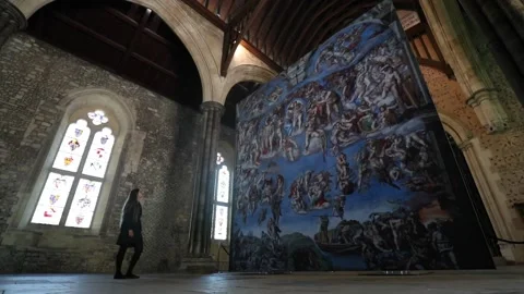 Preview of Michaelangelos Sistine Chapel - A Different View exhibition Stock Footage 148582018