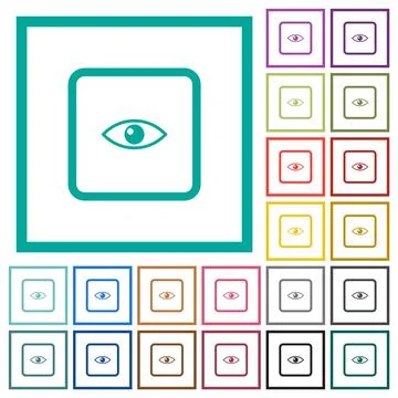 Preview object flat color icons with quadrant frames Stock Illustration