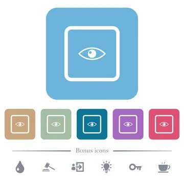 Preview object flat icons on color rounded square backgrounds Stock Illustration