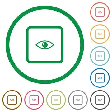 Preview object flat icons with outlines Illustrazione stock