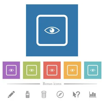 Preview object flat white icons in square backgrounds Stock Illustration