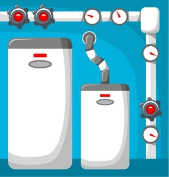 Preview rooms with boilers with design elements. Stock Illustration