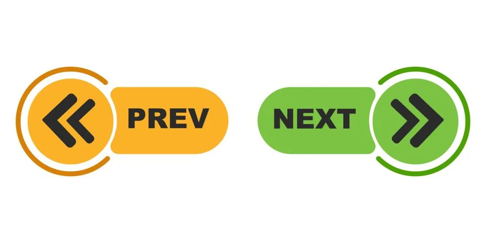 Previous and next button. prev next buttons arrow. Left right arrow icon. B.. Stock Illustration