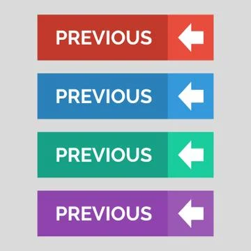 Previous flat buttons on grey background. Stock Illustration