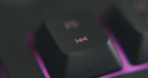 "Previous" key being used - 60FPS RGB Keyboard Video stock 145856116