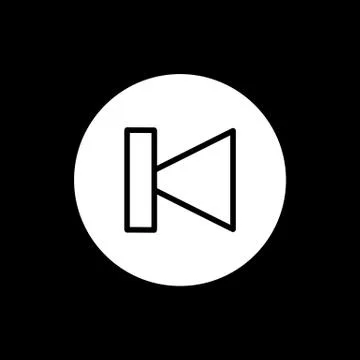 Previous track button icon. Vector illustration solid on black. Stock Illustration