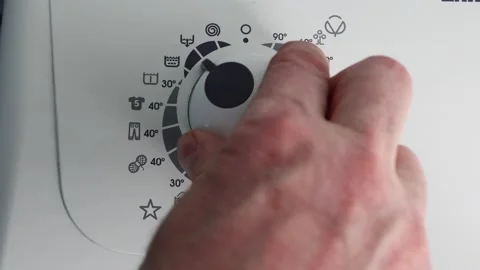 Prewash mode on program dial of washing machine. Video stock 236499225