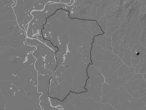 Prey Veng, Cambodia. Bilevel elevation map with lakes and rivers Stock Illustration
