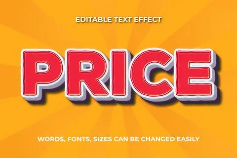Price 3d editable text effect Illustrazione stock