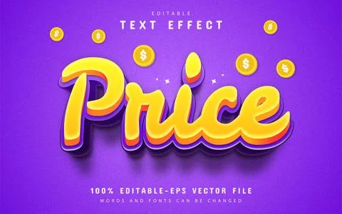 Price 3d text effect editable Stock Illustration