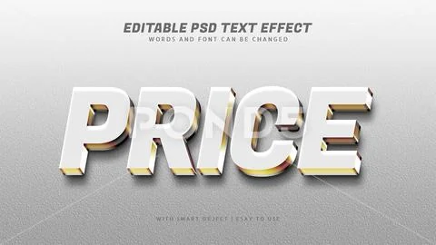 Price 3d text effect editable PSD Template
