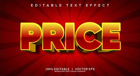 Price 3d vector text effect with modern style design Stock Illustration