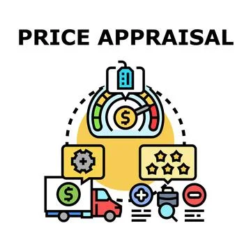 Price appraisal concept with value evaluation process Stock Illustration