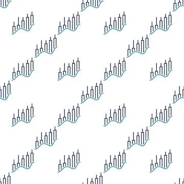 Price Chart Wave vector Trading and Investment linear seamless pattern Illustrazione stock