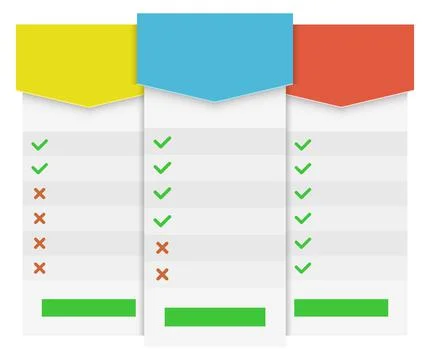 Price comparison menu template. Blank web page Stock Illustration