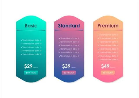 Price Comparison Table, Pricing table template for website, applications Stock Illustration