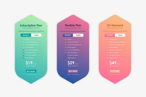 Price Comparison Table, Pricing table template for website, applications, a.. Stock Illustration