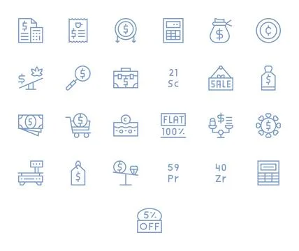Price Complete Vector Package with 25 High Resolution Regular Line Display .. Stock Illustration