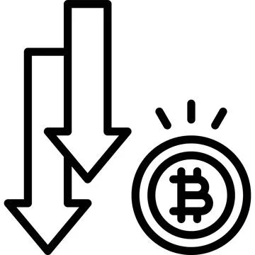Price decrease icon, Cryptocurrency related vector Stock Illustration