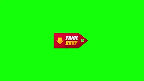 Price drop red tag animation with downward arrow on green screen for sales .. Stock Footage 337555803
