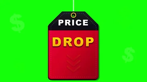 Price drop tag animation with dollar signs on green screen for sales and ma.. Stock Footage 337555766
