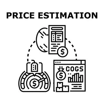 Price estimation concept analyzing cost and business budget Stock Illustration