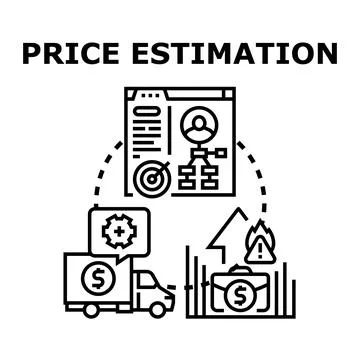 Price estimation concept evaluating cost and value 库存插图