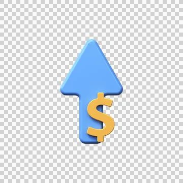 Price increase icon, 3d dollar with up arrow. Stock Illustration