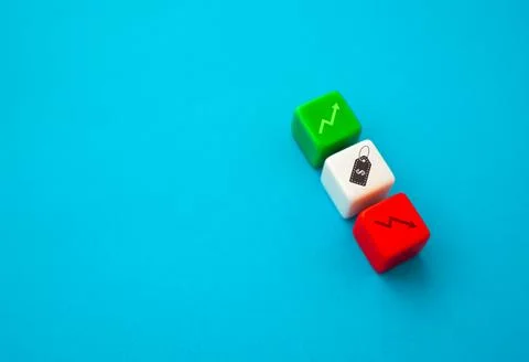Price increase or decrease. Rise and fall. inflation and deflation. Seasona.. Stock Photos