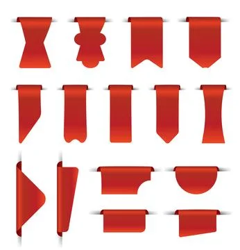 Price label ribbons set. Empty sales label for promotion, shopping discounts Stock Illustration