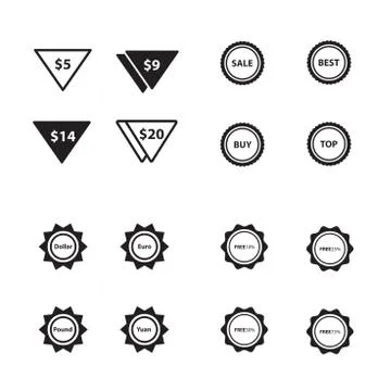 Price label set triangle style set Illustrazione stock