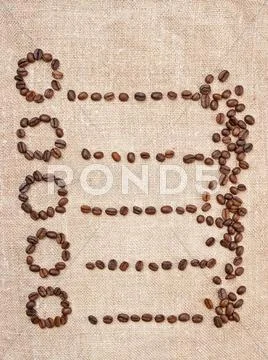 Price- list from coffee beans on the canvas Stock Photos