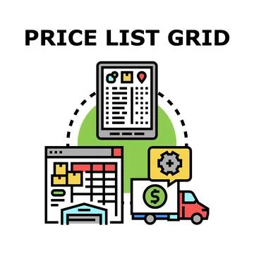 Price list grid vector concept illustration for business Illustration