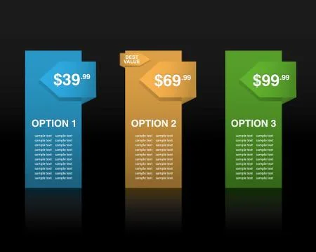 Price options banners Stock Illustration