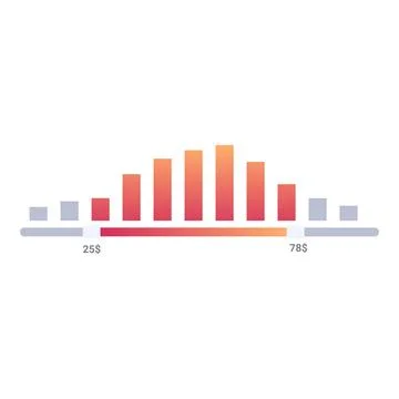 Price range chart showing value increase with gradient bar chart Stock Illustration