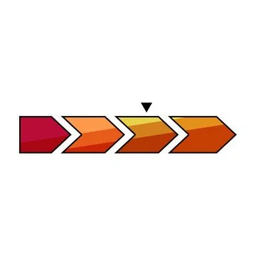 Price range indicator with process flow arrows Stock Illustration