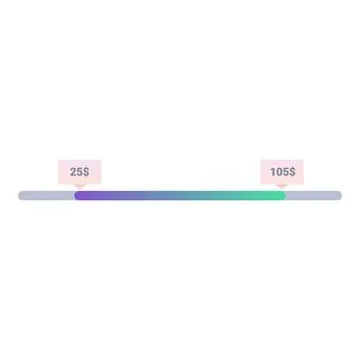 Price range slider showing minimum and maximum value with gradient Stock-Illustration