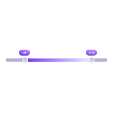 Price range slider with two handles showing minimum and maximum values Stock-Illustration