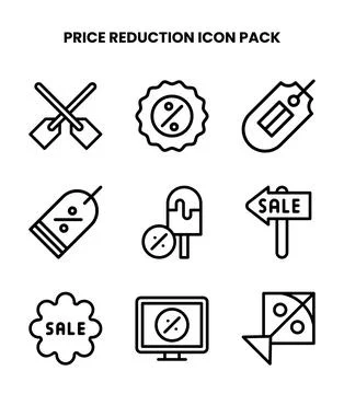 Price Reduction Line Bundle Icons Pack Stock Illustration