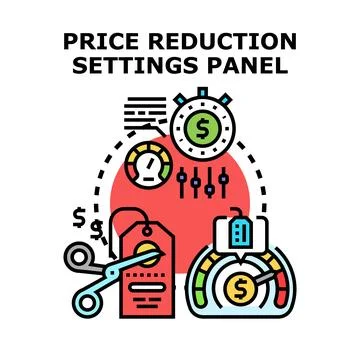 Price reduction settings panel with customizable discount options Illustrazione stock