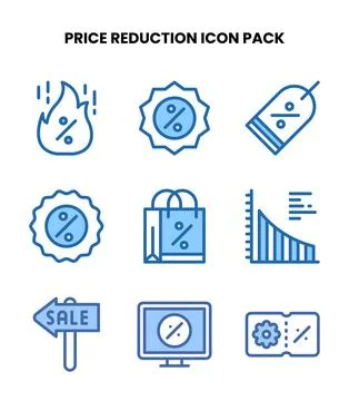 Price Reduction Two Colour Scalable Icons Pack Stock Illustration