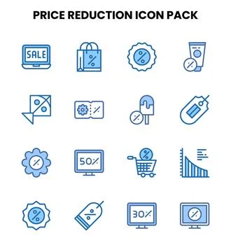 Price Reduction Two Colour UI Icons Pack Stock Illustration