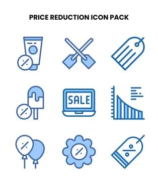 Price Reduction Two Colour UI Icons Pack Stock Illustration