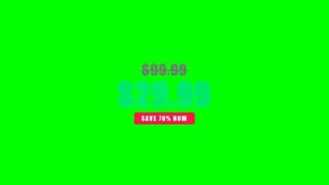 Price Slash Drop From 99 To 29 Dollars on Green Screen Stock Footage 345256827